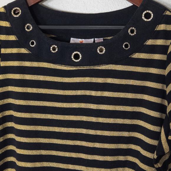 Quacker Factory Women’s Tee Plus Size 1X Nautical Classic Coastal Preppy Striped - Picture 3 of 8